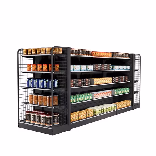 Morden elegante cor mercearia loja usded gôndola varejo prateleira de supermercado de metal de aço